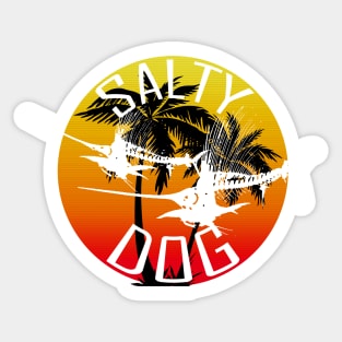 Salty Dog Marlin Skeletons Sunset Palm trees Sticker